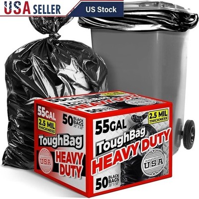 Heavy Duty Trash Bags 55 Gal Puncture Proof Eco Friendly Contractor Bags 50 Pack
