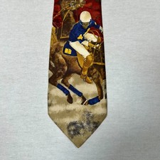 Vintage Jacques Farr  100 Silk Tie   Equestrian Polo Print Made in Italy