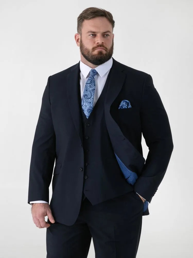 D555 Duke Big Mens Navy Tailored Suit Jacket Stretch Plus Size Big & Tall 711903
