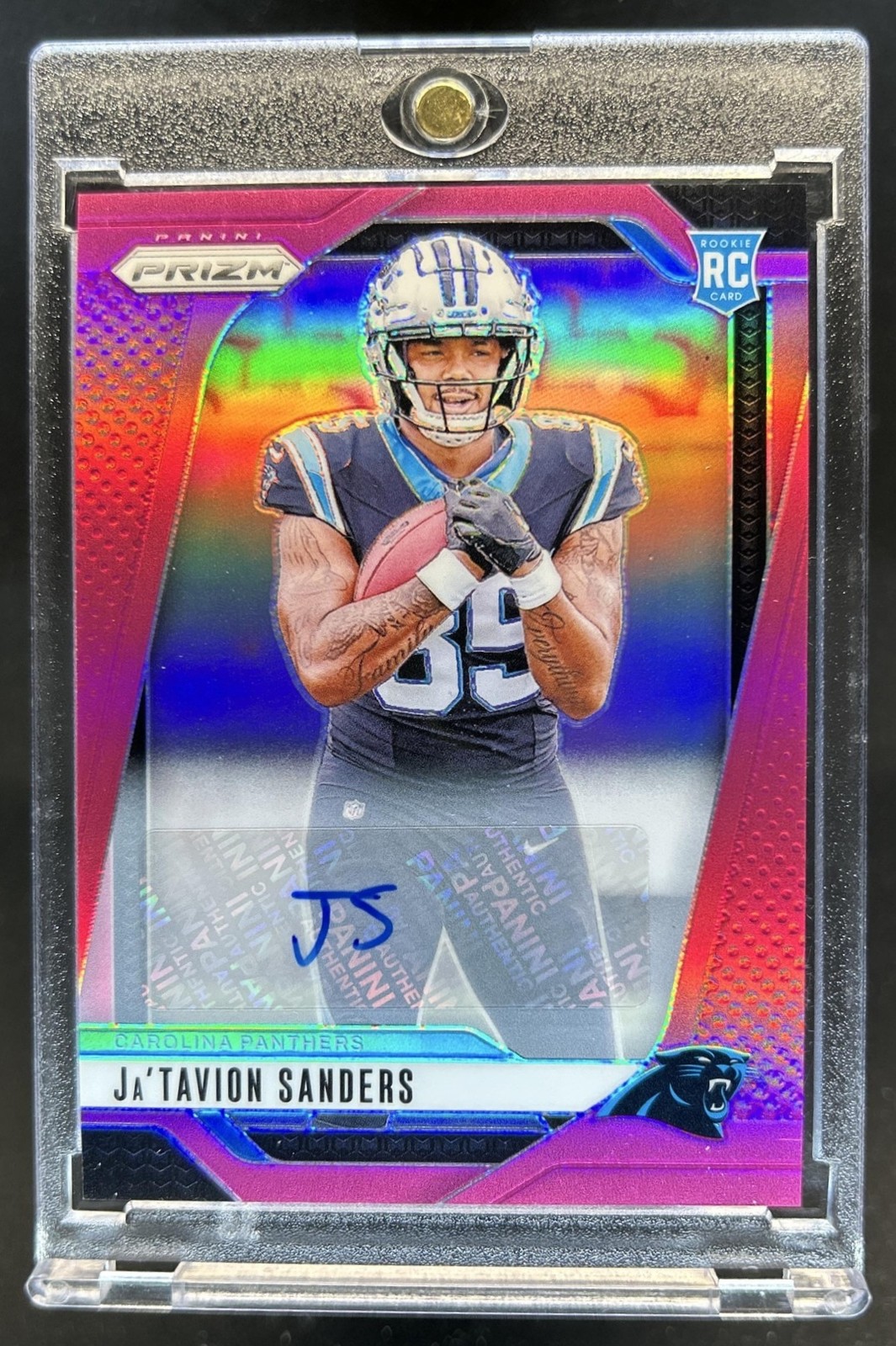 Ja'Tavion Sanders Panini Prizm #343 Autograph-Pink