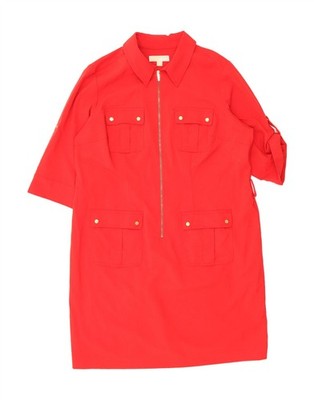 Michael Kors Damen 3/4-Ärmel Etuikleid US 16 2XL rot Polyester BO01