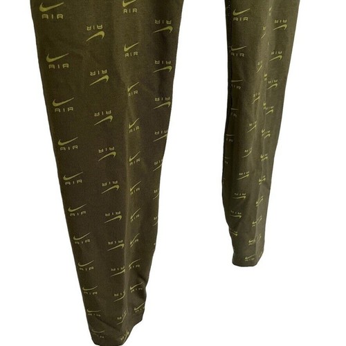 Nike High Waisted Print Leggings Pants Olive Green Spell Out Logo Skinny NWT S - Picture 2 of 16