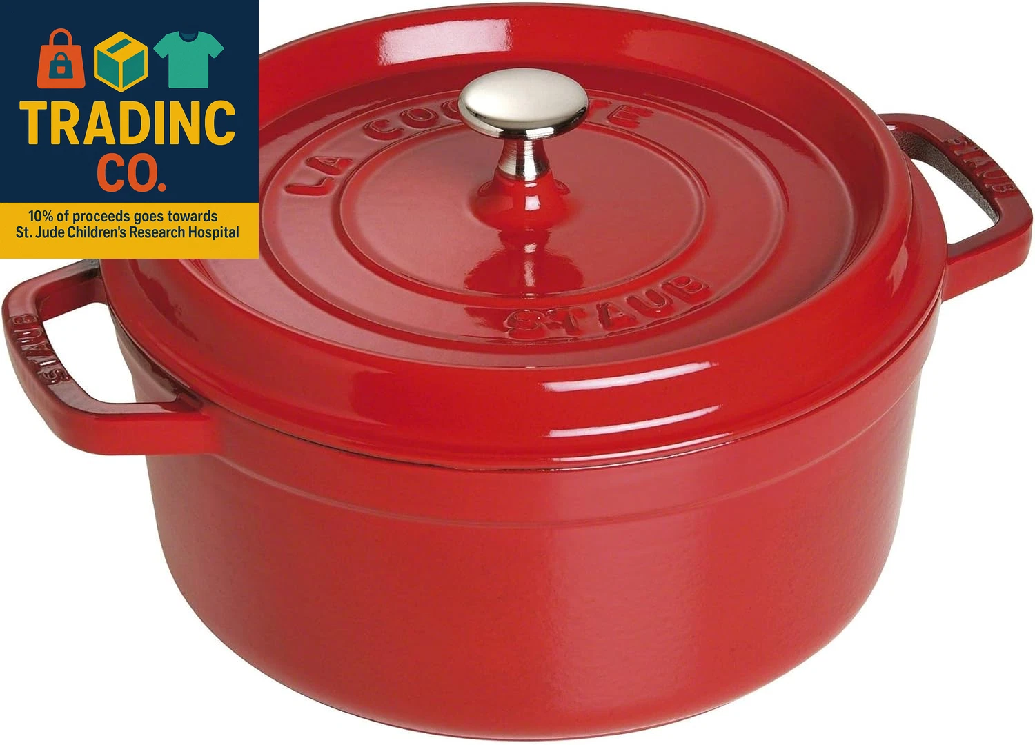 Cast Iron Dutch Oven 4-Qt round Cocotte, Made in France, Serves 3-4, Cherry