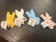 HEB Pantry Pals Late 1990's 4 mini beanies with tags and Price Tags Collectible