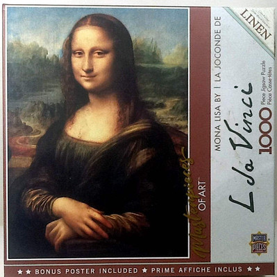 Mona Lisa La Jaconde Leonardo DaVinci Linen 1000 pc 24X18 MasterPieces Puzzle