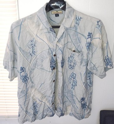 Vintage TOMMY BAHAMA 100% SILK  Button up BLUE HAWAIIAN SHIRT MEN Size M-L