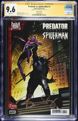 PREDATOR VS SPIDER-MAN #1 MARVEL LARRAZ VARIANT SIGNED BEN PERCY CGC SS 9.6 NM