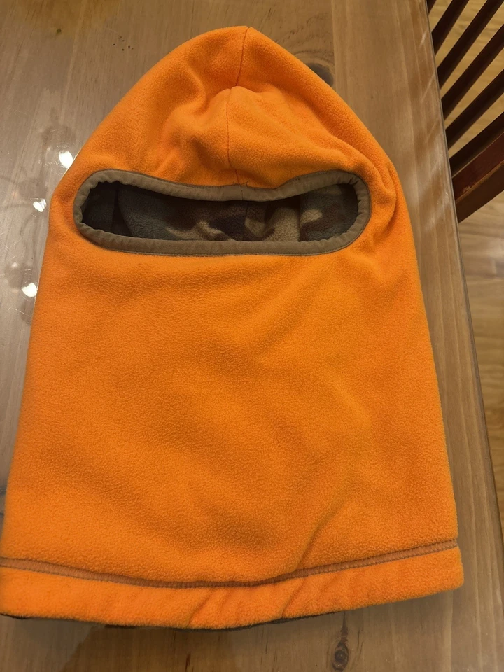 Reversible Fleece Balaclava Camo / Blaze Orange Hunting Face Mask Cold Weather - Image 2 of 3