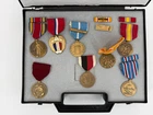 Vtg US Military Medal Lot WWII Korea Service Case Insignia Display