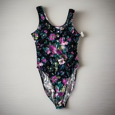 VINTAGE VICTORIAS SECRET floral BODYSUIT TEDDY Womens small black 80s 90s New