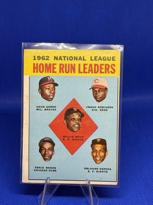1963 Topps #3 NL HOME RUN LEADERS - Willie Mays,  Hank Aaron, Banks, Robinson