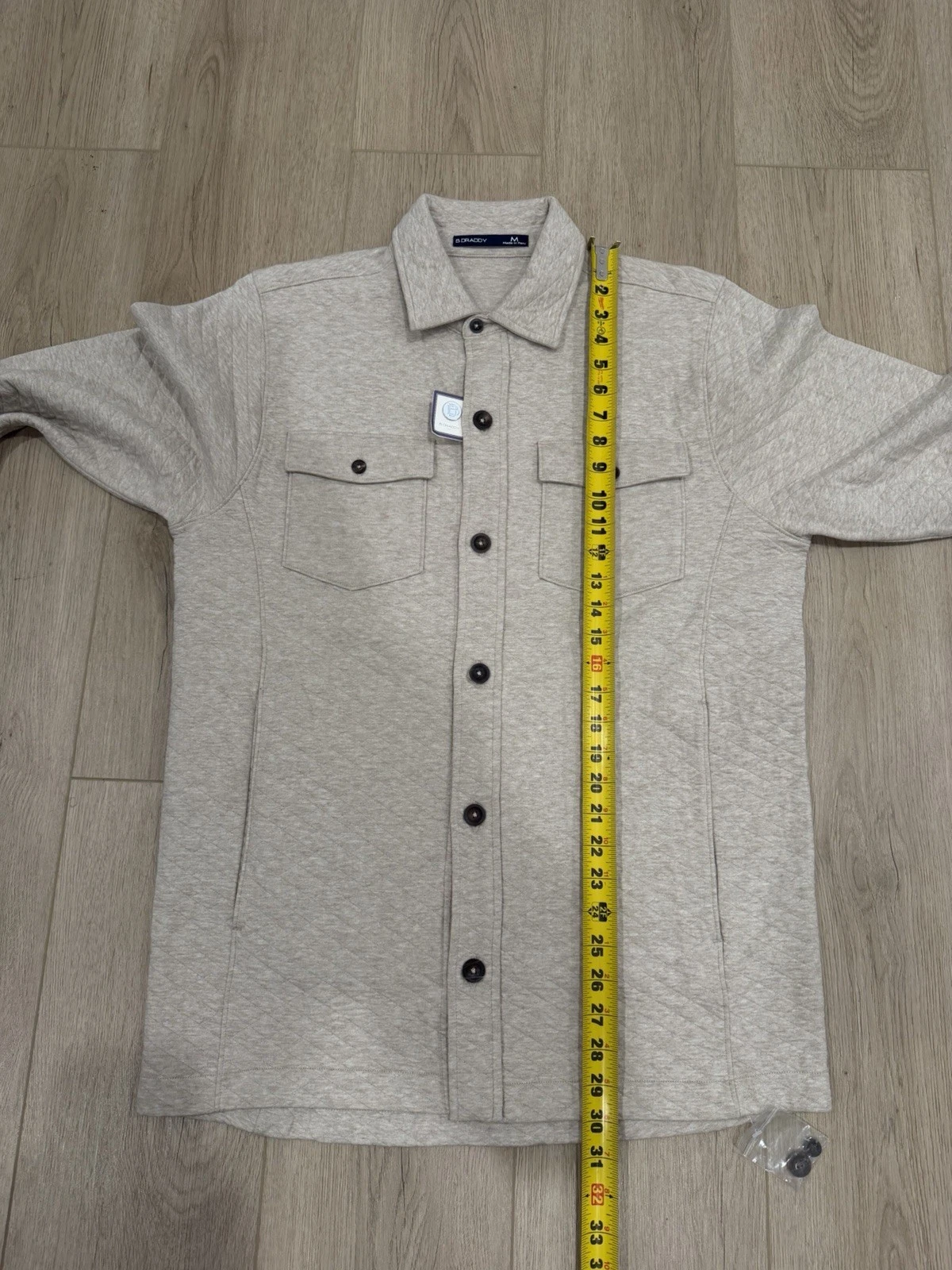 NWT B DRADDY Bradshaw Shirt Jacket Mens Medium Oatmeal Quilted Pockets Shacket - product detail image 10