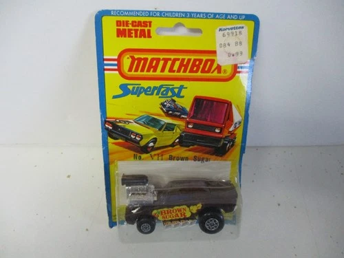 Matchbox Lesney Superfast Roman Numeral VII Brown Sugar- BLUE WINDOWS, card
