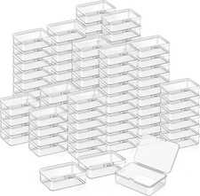 100 Pcs Clear Plastic Beads Storage Containers Box Small Clear Boxes with Hinged