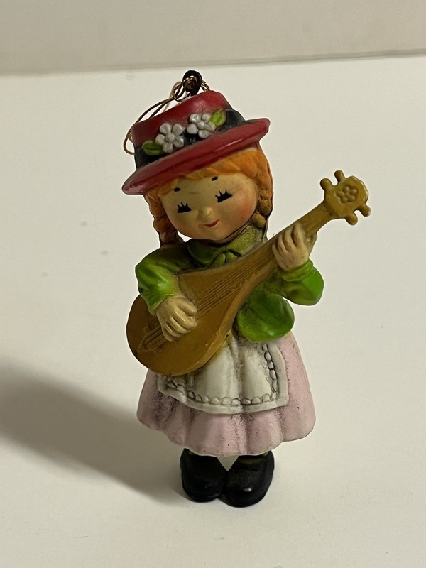 Bradford Girl Playing Music Instrument Mandolin Christmas Ornament 3.25"