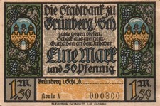 Notgeld Grünberg Schlesien, 5 Scheine, Nr. 000799, 000800 und 000804 (Nr. 3107)