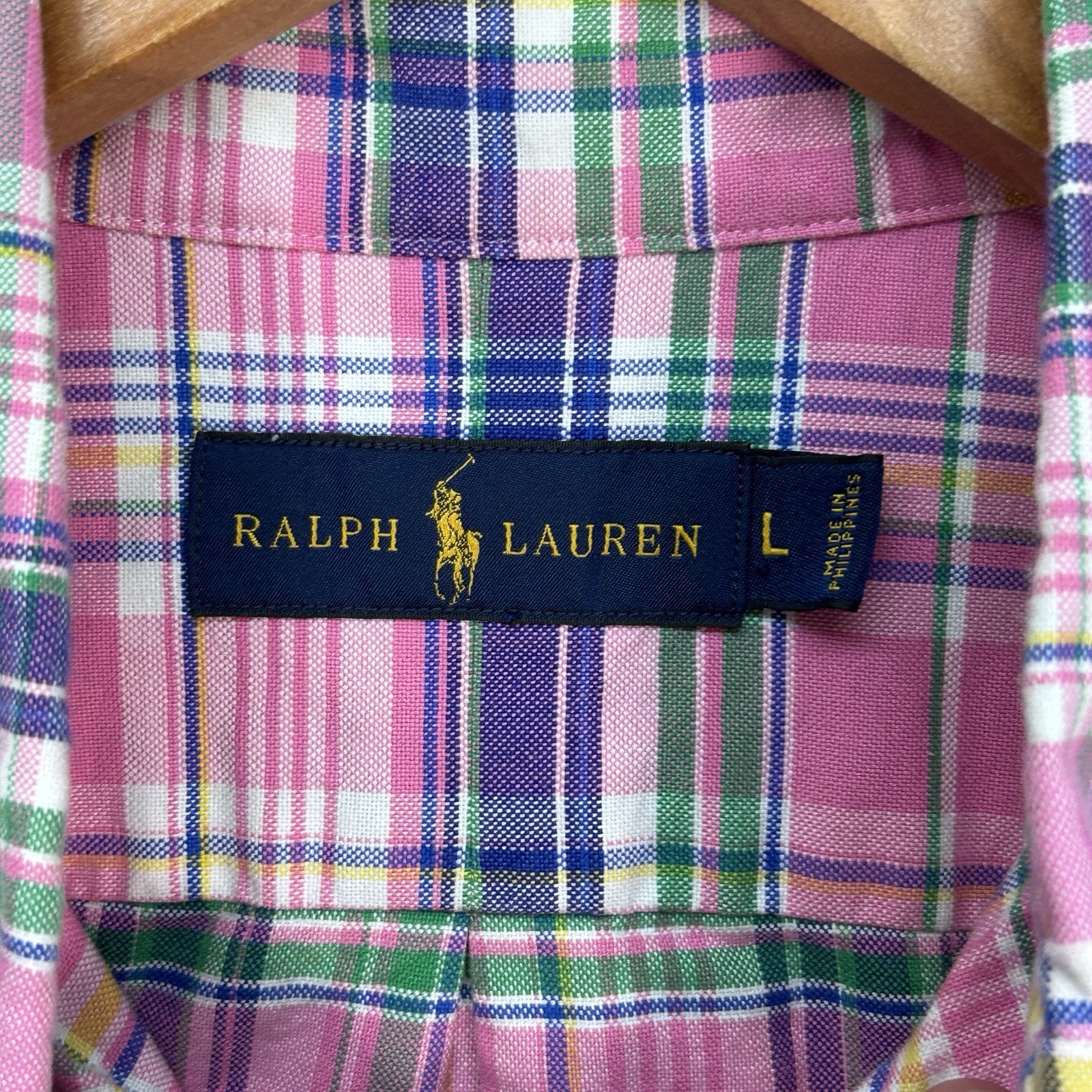 Polo Ralph Lauren camicia abbottonata uomo grande quadri carne pony preppy.