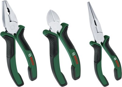Bosch Zangen Set Kombizange Spitzzange Seitenschneider Ergonomisch Chrom 3tlg