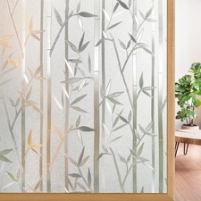 Window Privacy Film Frosted Bamboo Stained Glass Decal UV Blocking Removable