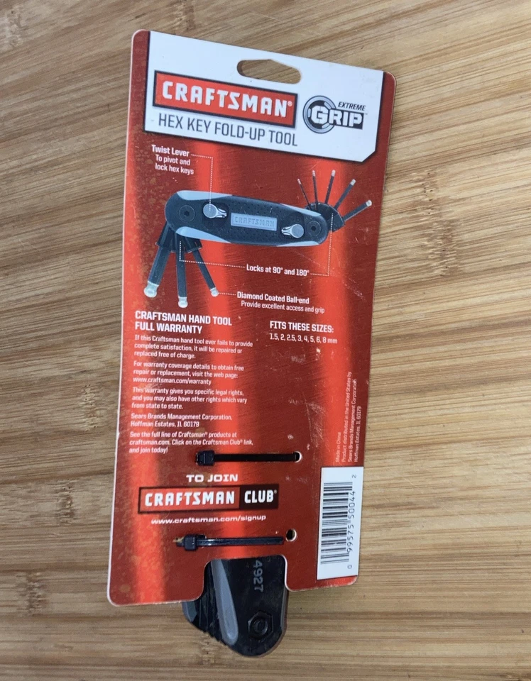 New Craftsman 8-PC Extreme Grip Metric Diamond Coated Hex Key Fold-up Tool - Image 2 of 4