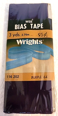 Vtg Wrights Wide Bias Tape Purple 3 Yd 64 #116 202 Cotton Polyester Color Fast