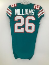 #26 DAMIEN WILLIAMS MIAMI DOLPHINS GAME USED NIKE THROWBACK JERSEY SZ-38 YR-2017
