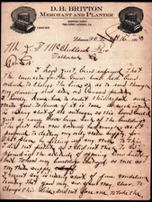 D H Britton - Merchant & Planter - Lehmann La 1903 - Fish Pond Letter Head Bill