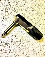 1 X 6.35mm 1/4 inch PRO METAL Mono right angle heavy duty Jack & Strain Relief