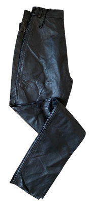 BNWOT Vintage Firenze Modello Leather Trousers Straight Leg Black UK 10 W30''
