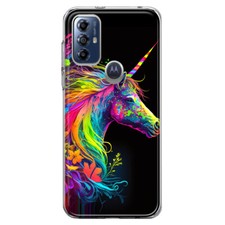 Funda Floral Unicornio Arco Iris Neón Antigolpes Para Motorola Moto G Play 2023