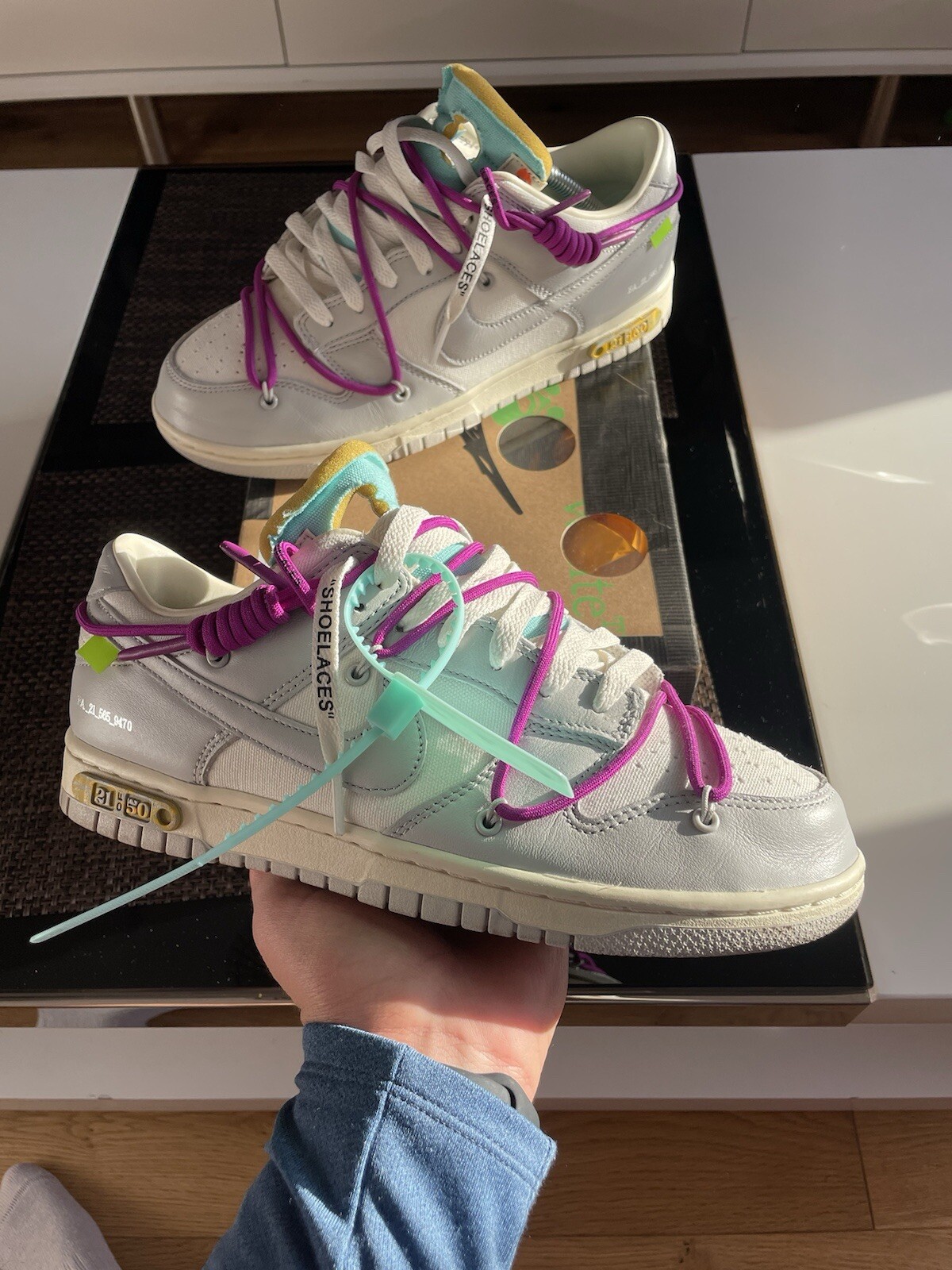 OFF WHITE X NIKE Nike Dunk Low X Off bianche lotto 21 di 50 taglia 7 5 UK