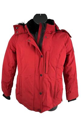 Arctic Expedition Down Jacket with Faux Fur Removable Hood Red