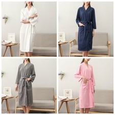 Women Bathrobe Night Robe Long Dressing Gown Toweling Nightwear Soft Coat