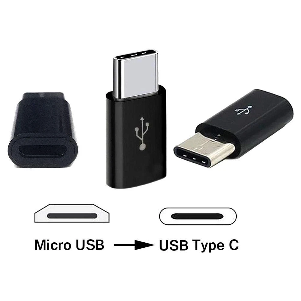 2x Adaptador universal cable MICRO USB a TIPO C OTG negro - Imagen 2 de 4