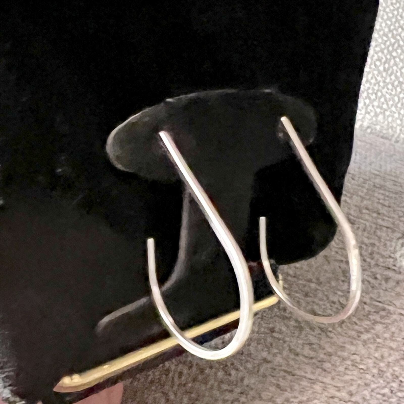 Women's Sterling silver earrings , hoops pierced oval shaped open in back 3/4