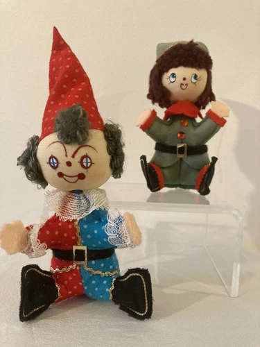 Vintage Clown Christmas Tree Ornaments Made in Japan Holiday Decor Felt Set 2