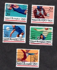 #2637-41 Summer Olympic Games Stamps, Used Se-Tenent Set of 5, 29 cent, Off