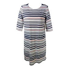 Persifor Dress XS Womens Multicolor Knee Length Shift 3/4 Sleeve Crew Neck Chic