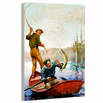 #ad #ad Landing A Northern Pike Fine Art or Canvas Home Decor Art Print $124.83