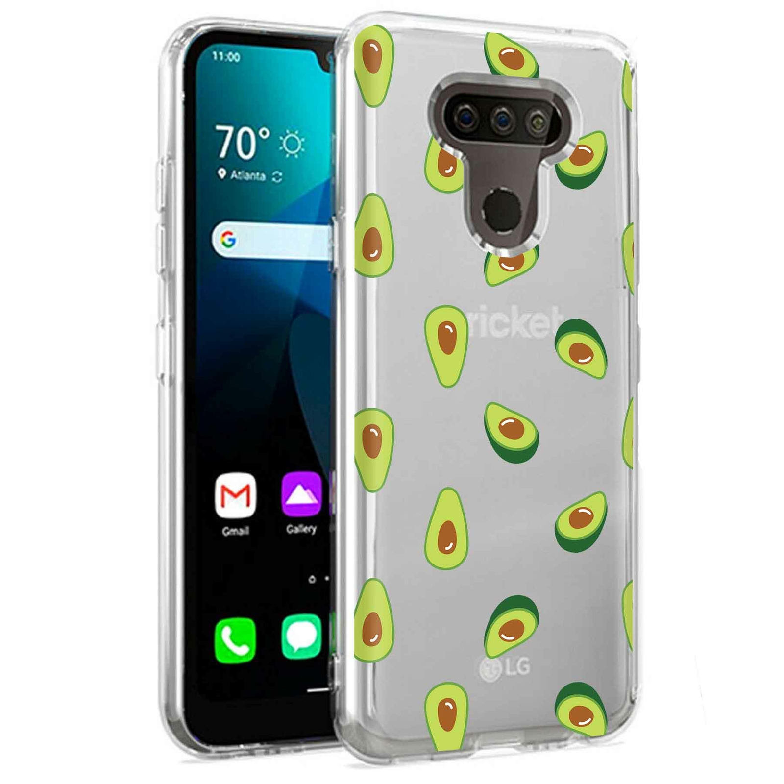 Phone Case for LG Harmony 4,Premier Pro Plus,K41, Green Fun Avocado 8 Print