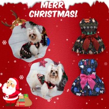 Christmas Cute Pet Dog Clothes Puppy Small Cat Bow Skirts Princess Dress S  
