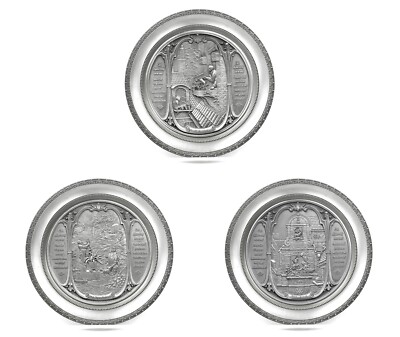 Pewter Spitzweg Display Plate Set WMF Zinn Germany