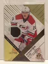 16-17 SP Game Used Authentic Sebastian Aho #136 Rookies Gold Jersey RC #/399