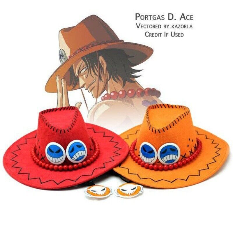 Anime ONE PIECE Portgas D Ace Cosplay Cowboy Cap para Homens