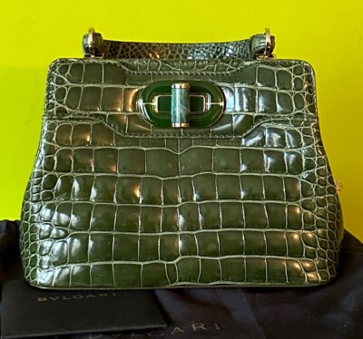 宝格丽Isabella Rossellini 闪亮鳄鱼ArubaGreen Jade Closure X