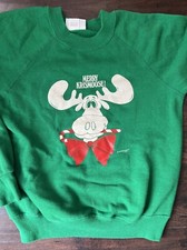 Vtg 80s Katy  s Kreations  Merry Krismoose  Sweatshirt Holiday Christmas USA M