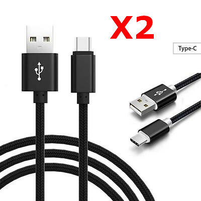 X2 Câble Metal Nylon Renforcé Chargeur USB/Type C Longueur 2m Couleur Noir Comp - Photo 1/1
