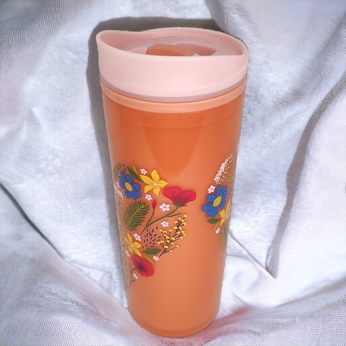 NEW-Cool Gear 18 oz tazza da viaggio tazza bicchiere senza BPA salmone rosa cuore floreale - Foto 5 di 19