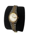 Vtg Seiko Watch Women Gold Silver Two Tone Day Date 7N83-0041 New Battery 7 inch