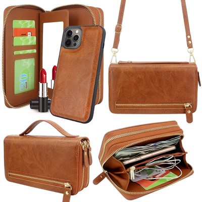 Compatible with iPhone 12 Pro Max 6.7 inch 2020 Case Wallet Multi Zipper Deta...